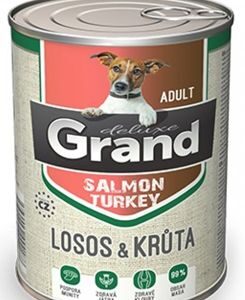 GRAND konz. deluxe pes 100% losos a krůta adult 400g