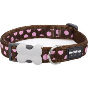 Obojek RD 12 mm x 20-32 cm - Pink Spots on Brown