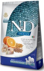 N&D OCEAN Dog LG Cod, Spelt, Oats & Orange Adult Medium & Maxi 2,5 kg